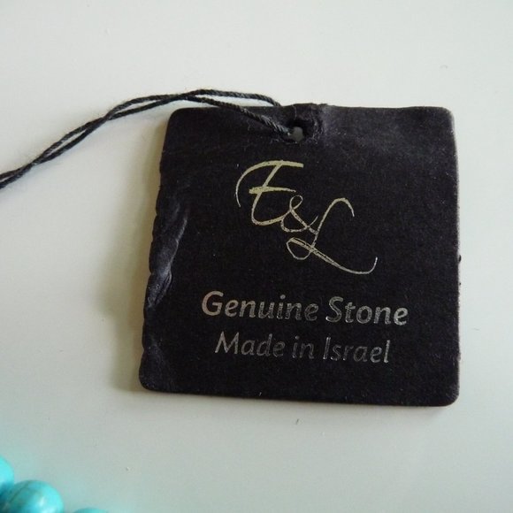 STERLING SILVER GENUINE TURQUOISE STONE BOHO CHIC MADE IN ISRAEL NECKLACE - Picture 3 of 5